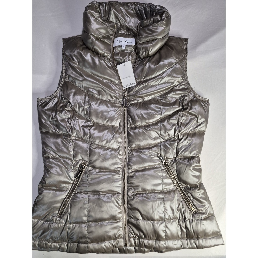 Calvin klein puffer vest Premium Down Women's Size Small Metallic Bronze NWT